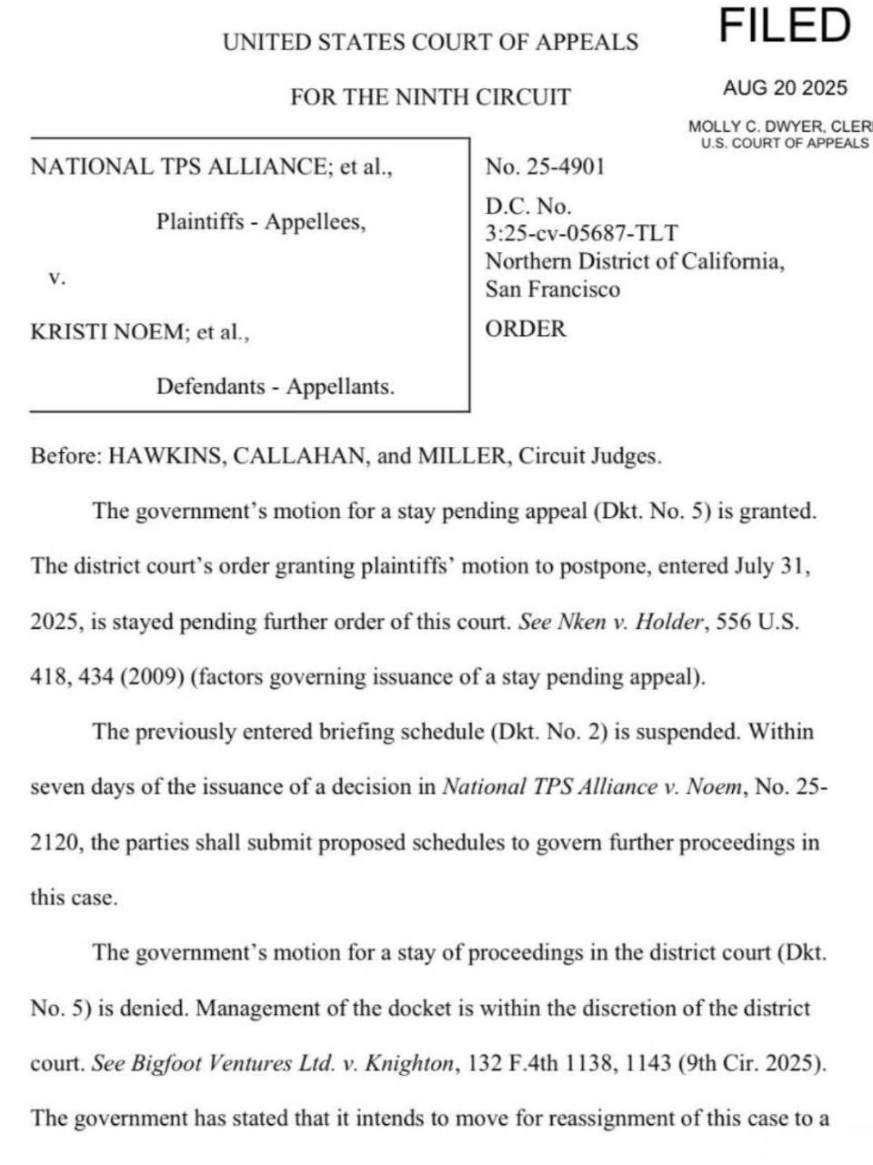 Documento sobre la ratificación del TPS para Honduras.