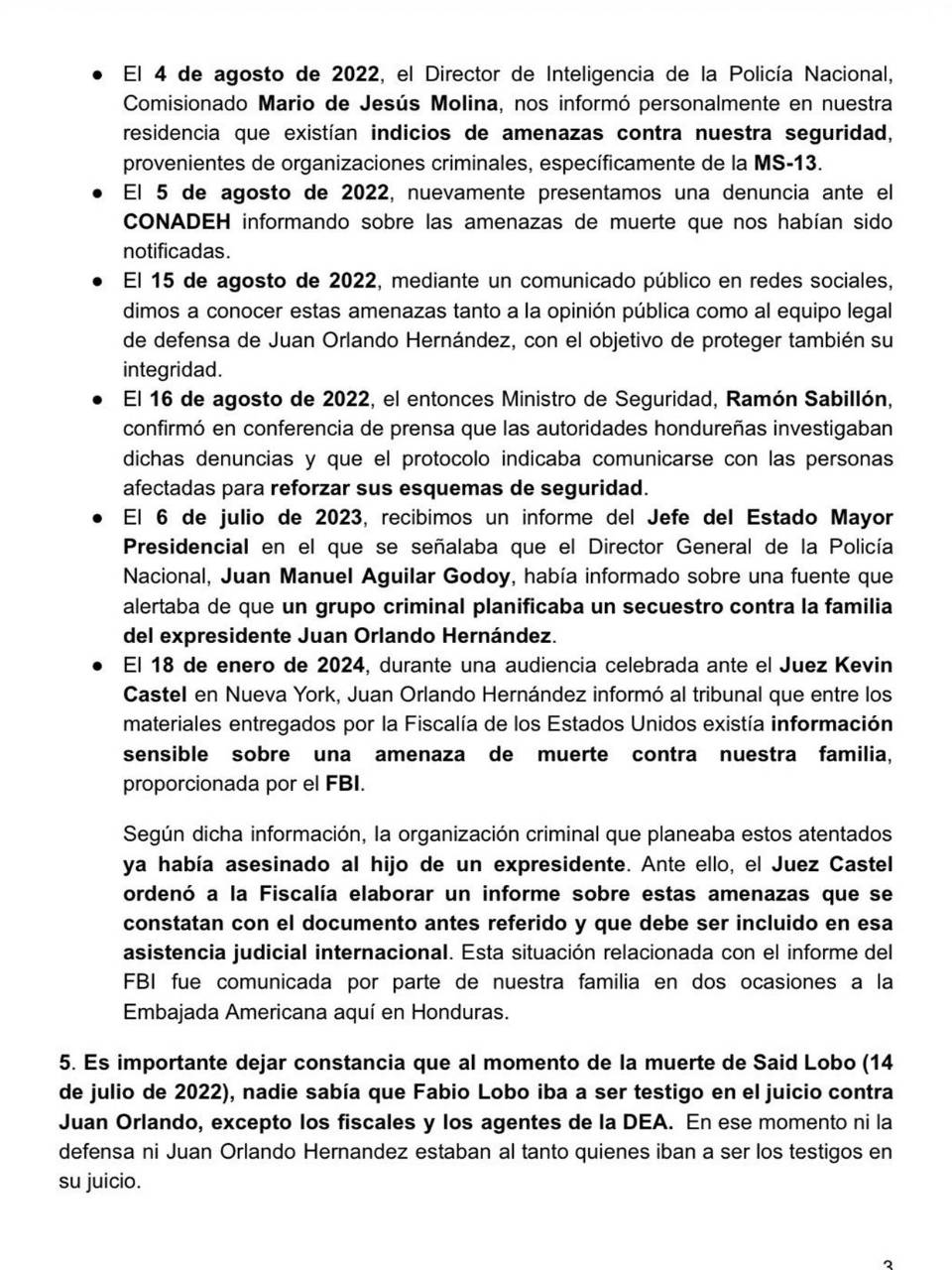 Juan Orlando Hernández niega vínculo con muerte de Said Lobo y pide al MP investigar informe del FBI