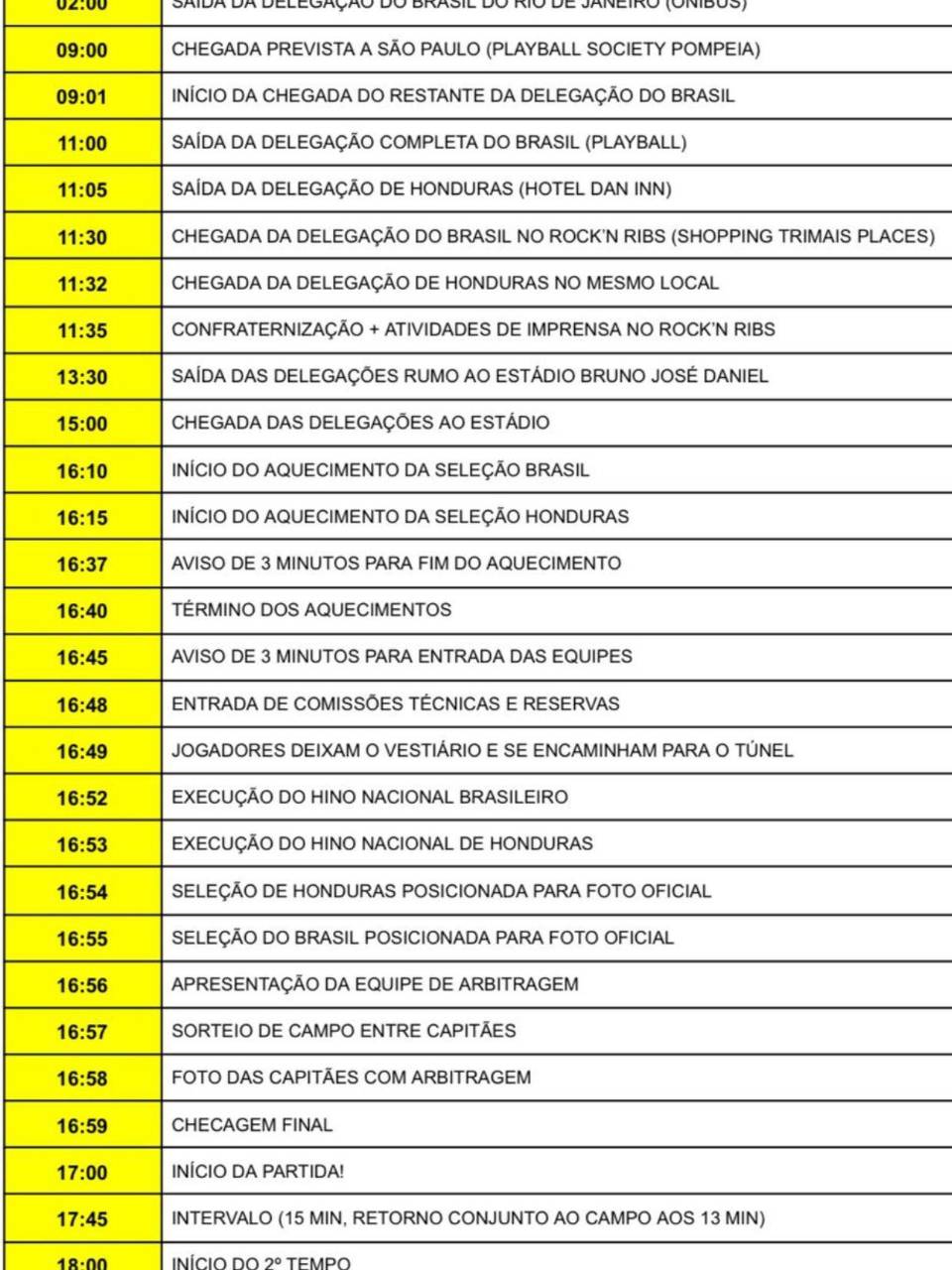 La programación del partido entre tiktokers de Honduras y Brasil