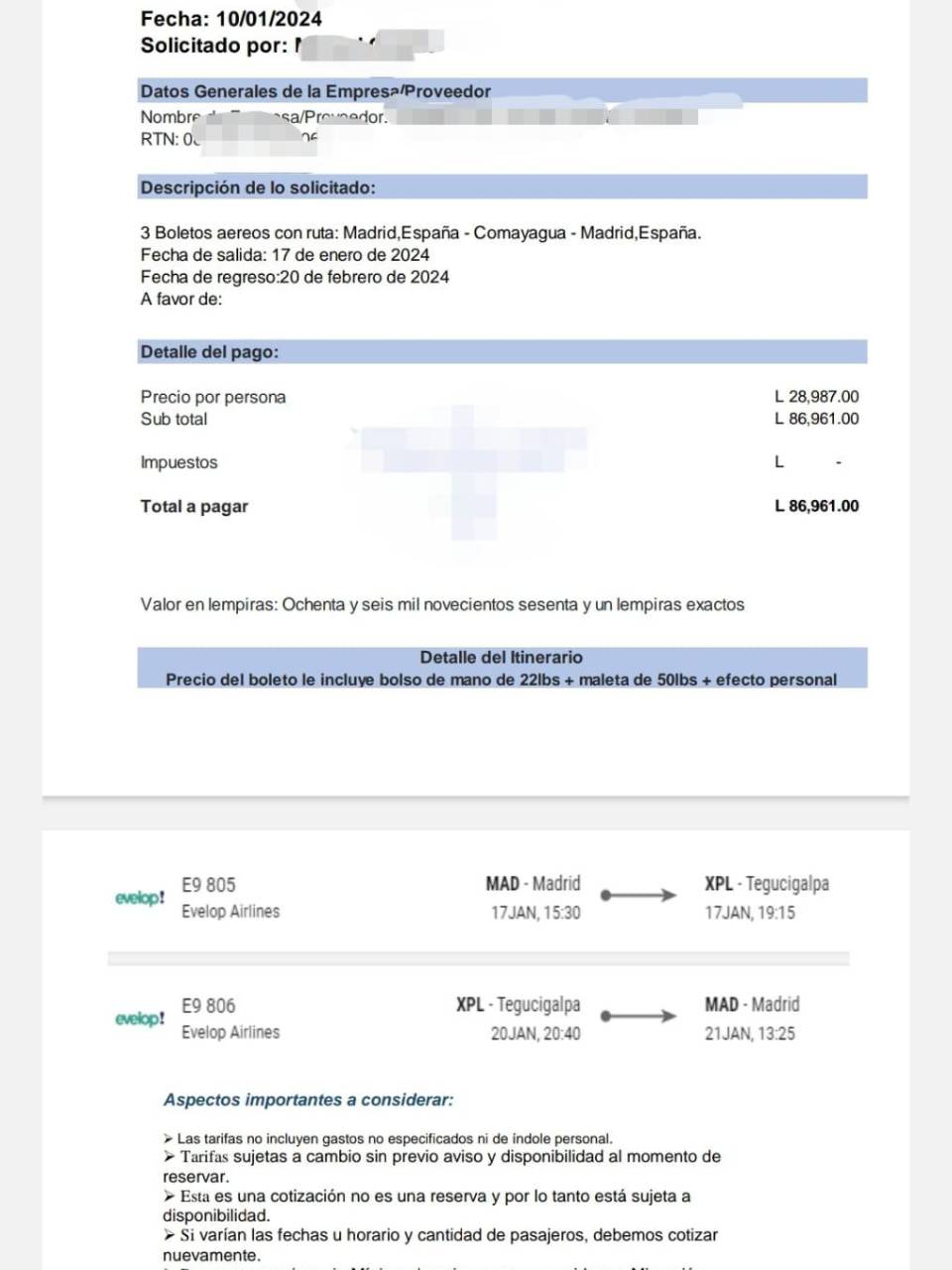 $!Esta es otra de las cotizaciones realizada por la Unidad Investigativa de EL HERALDO Plus para evidenciar la sobrevaloración de boletos de avión.