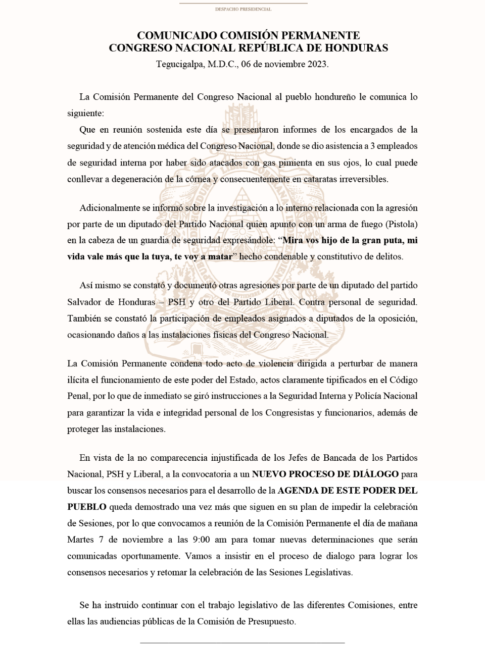 Comisión Permanente del CN: “Siguen en su plan de impedir sesiones”
