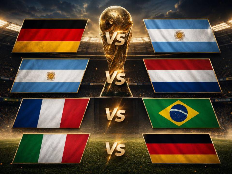 Algunas de las rivalidades más famosas de la Copa del Mundo son Francia vs. Brasil, Argentina vs. Países Bajos y Alemania vs. Argentina.