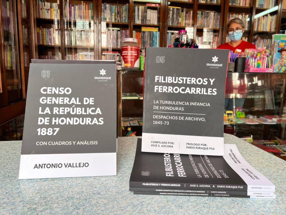 “Censo General de la República de Honduras 1887” y “Filibusteros y Ferrocarriles” son algunos de los ejemplares que cuenta la Colección Erandique. Colección Erandique está en las principales librerías del país, como la San Antonio en el centro de Tegucigalpa.