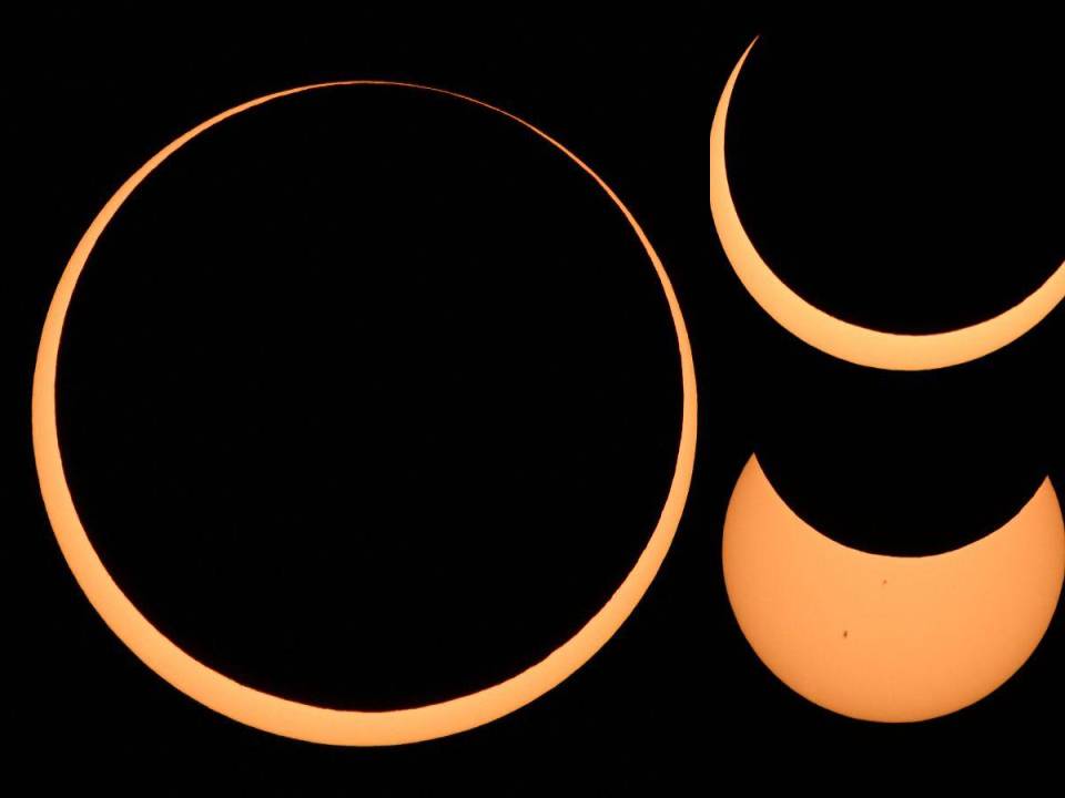 Este sábado el Sol lució como un “anillo de fuego” debido al eclipse solar. Estas son las imágenes de como poco a poco se fue opacando.