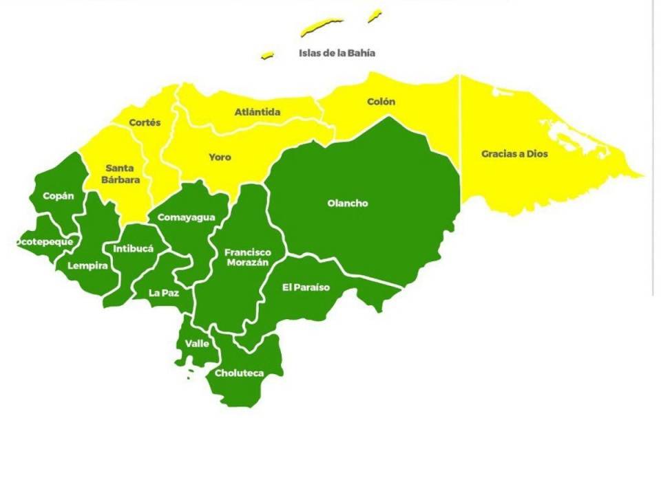 Siete departementos de Honduras están en alerta amarilla y el resto en alerta verde por las lluvias.