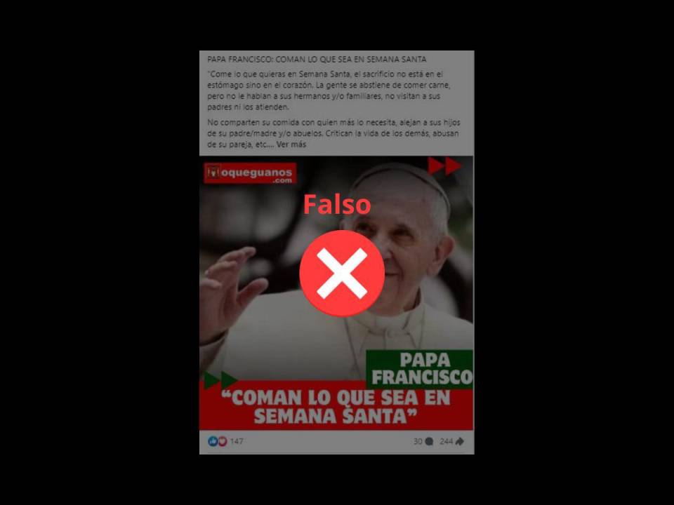 Captura de pantalla a una publicación de Facebook hecha el 29 de marzo de 2024.