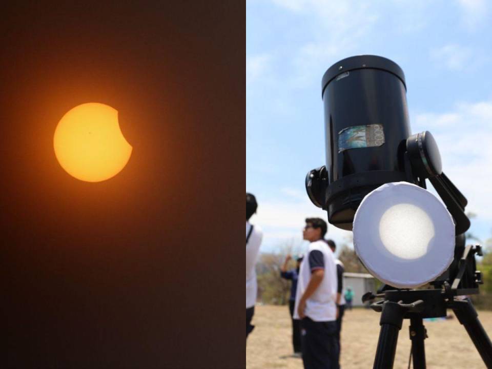 Estas fueron las primeras imágenes que dejó el eclipse solar total, que en Honduras fue parcial, en horas del mediodía de este lunes 8 de abril.