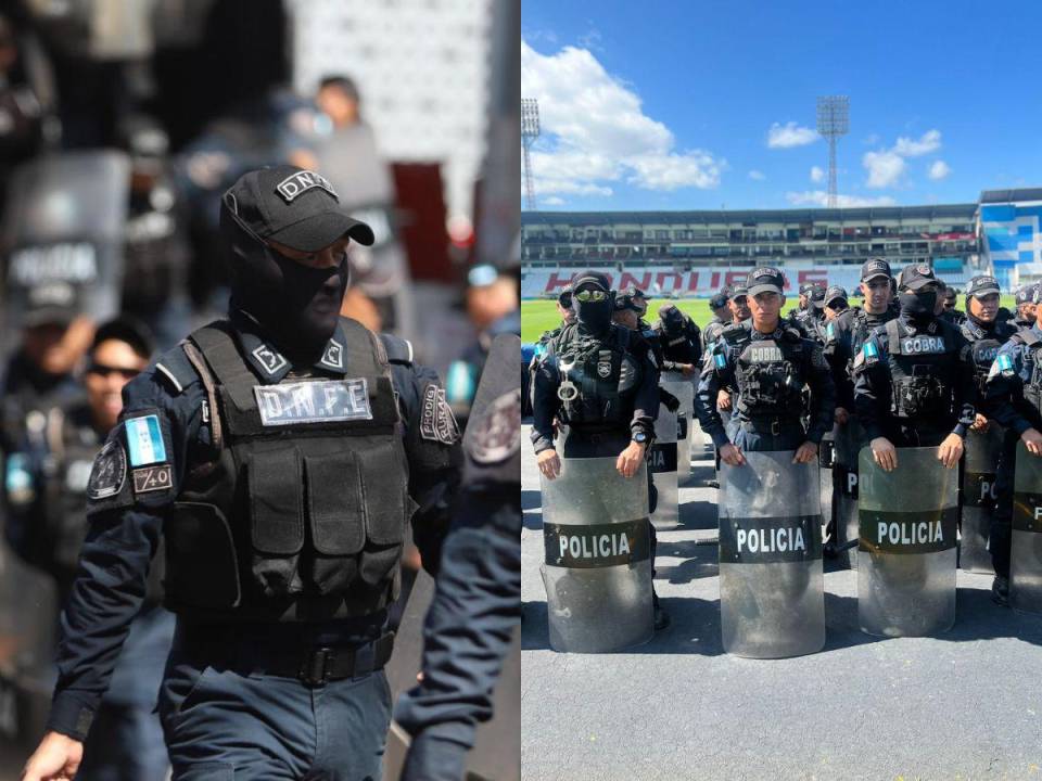 Alrededor de 1,000 agentes de la Policía Nacional brindan seguridad en la gran final del Torneo Apertura 2023 entre Motagua y Olimpia con un fuerte dispositivo.