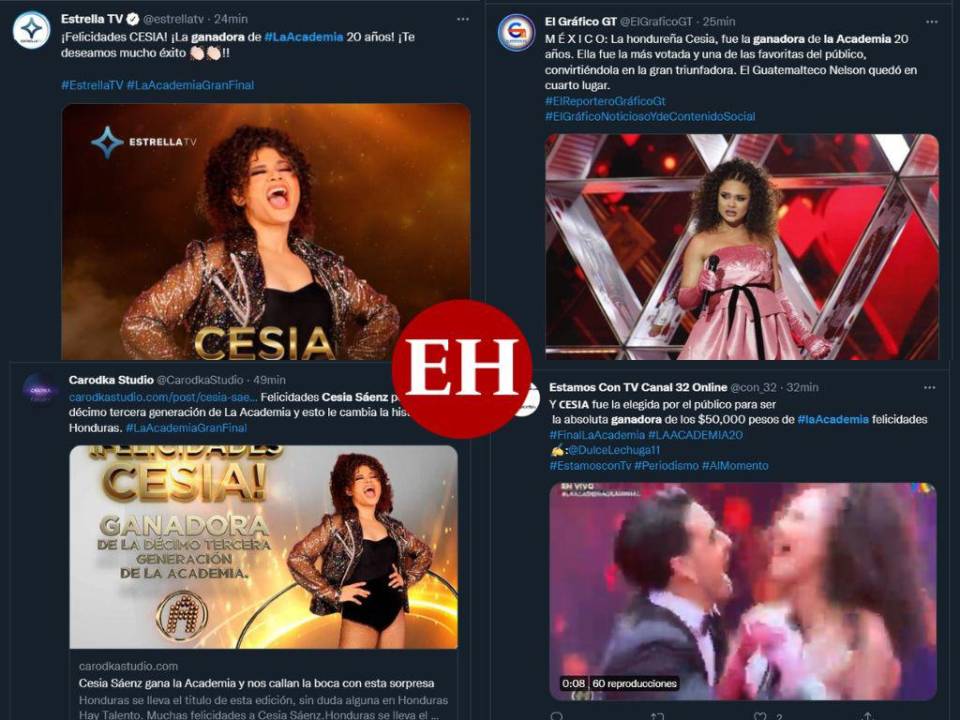 La catracha Cesia Sáenz se convirtió en la ganadora de La Academia 20 años. Los medios internacionales la anunciaron como la sorpresa de la noche. Estas son algunas de las publicaciones.