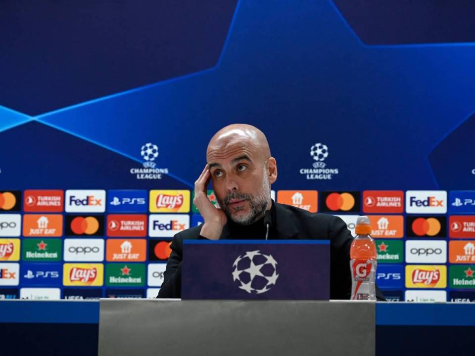 Pep Guardiola en conferencia de prensa en la previa ante Real Madrid.