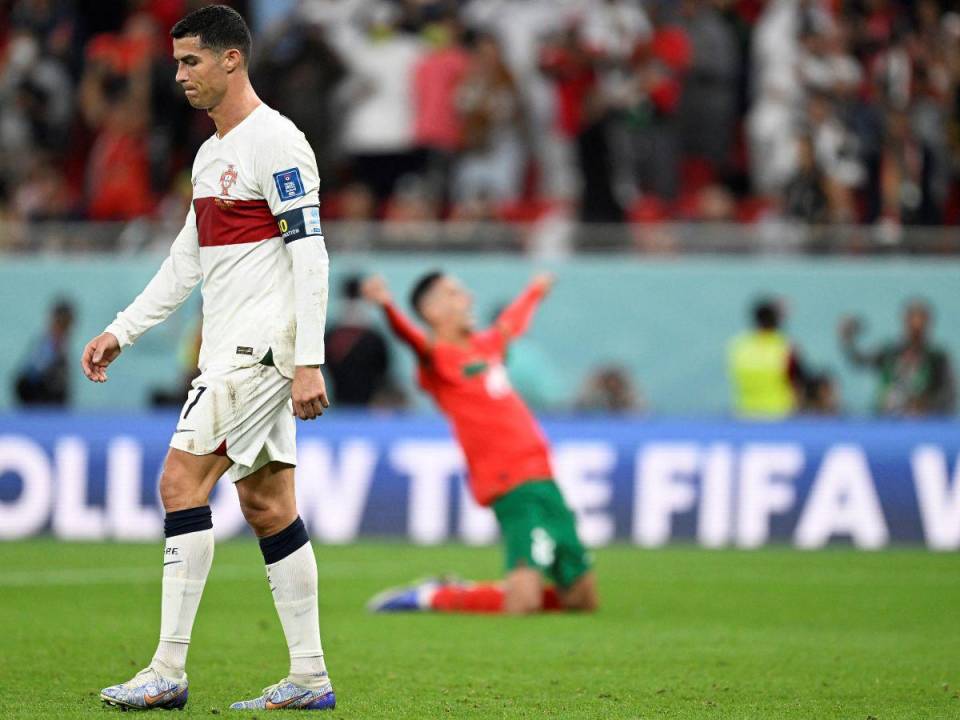 Cristiano Ronaldo no puede ocultar su cara de decepción ante la eliminación de Portugal.