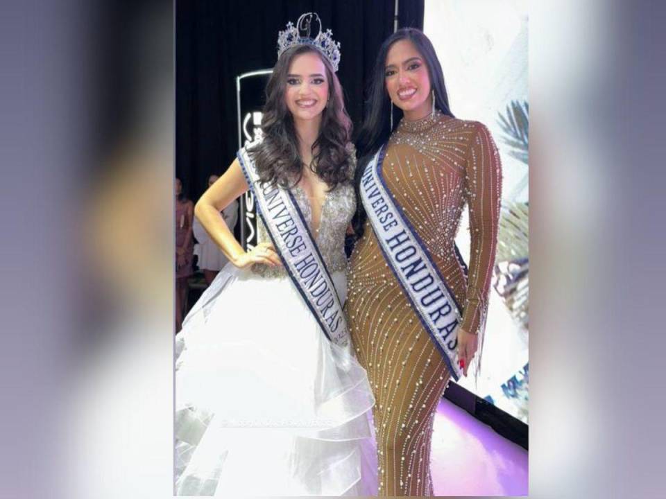 La exMiss Honduras Universo 2020, Cecilia Rossell posó junto a Zuheilyn Clemente, recién coronada Miss Honduras Universo 2023.