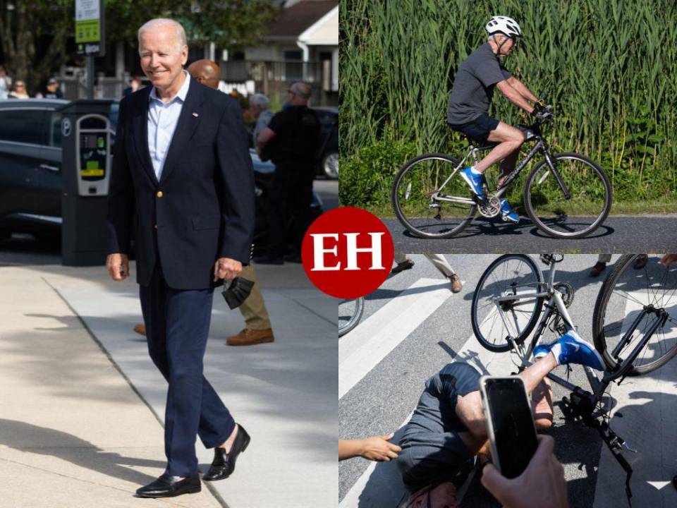 El presidente estadounidense, Joe Biden, sufrió una caída este sábado, cuando intentaba bajarse de una bicicleta en la que minutos atrás había realizado un recorrido. El incidente quedó captado en fotografías y cámaras de la prensa y aquí te mostramos la secuencia.