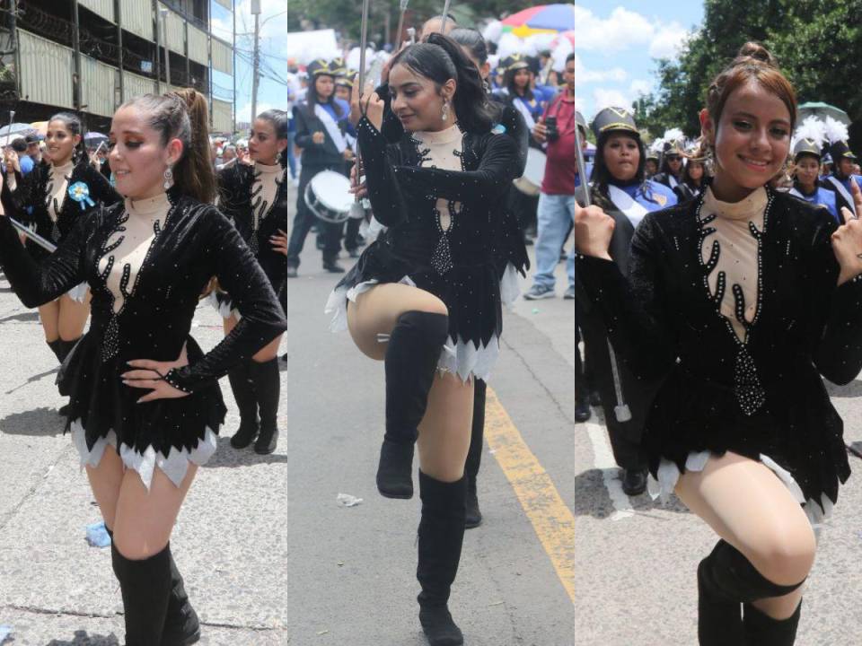 En una exhibición de gracia, elegancia y destreza, las palillonas del Instituto Mixto Hibueras se han convertido en unas de las favoritas durante el reciente desfile patrio en Tegucigalpa.
