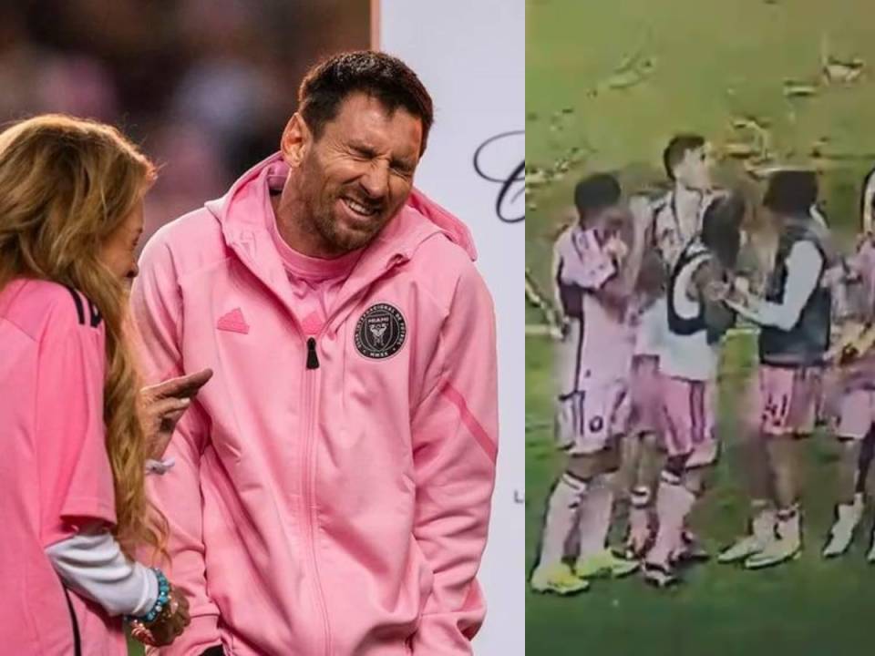 Lionel Messi se vio sorprendido junto con su compañia.