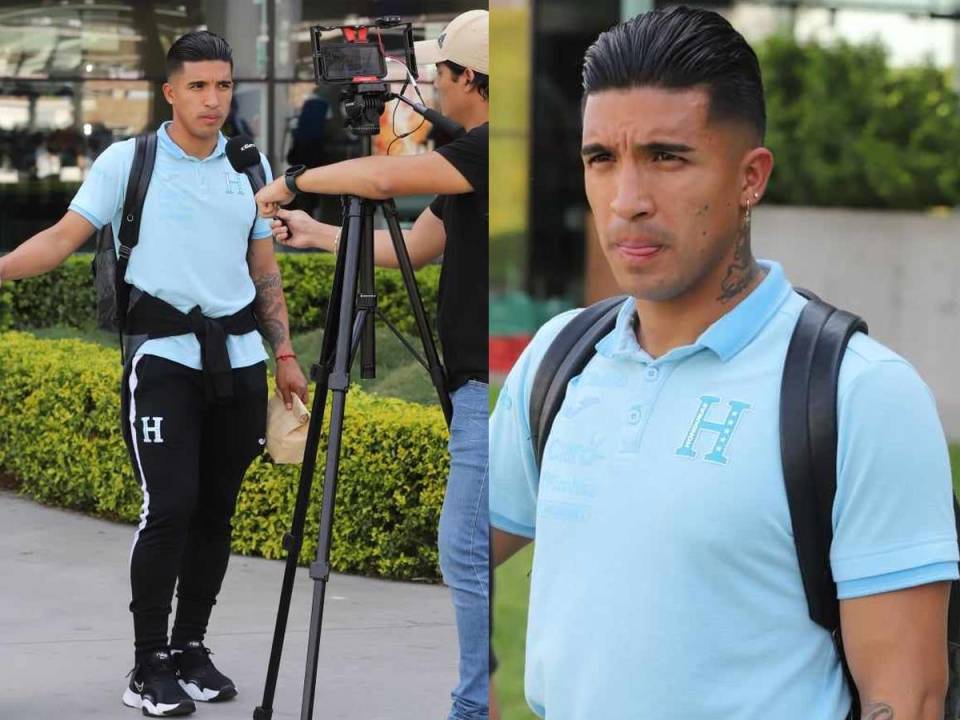 El jugador Michaell Chirinos mientras atendría a la prensa hondureña que cubrió la llegada de la ‘H’ en Palmerola.