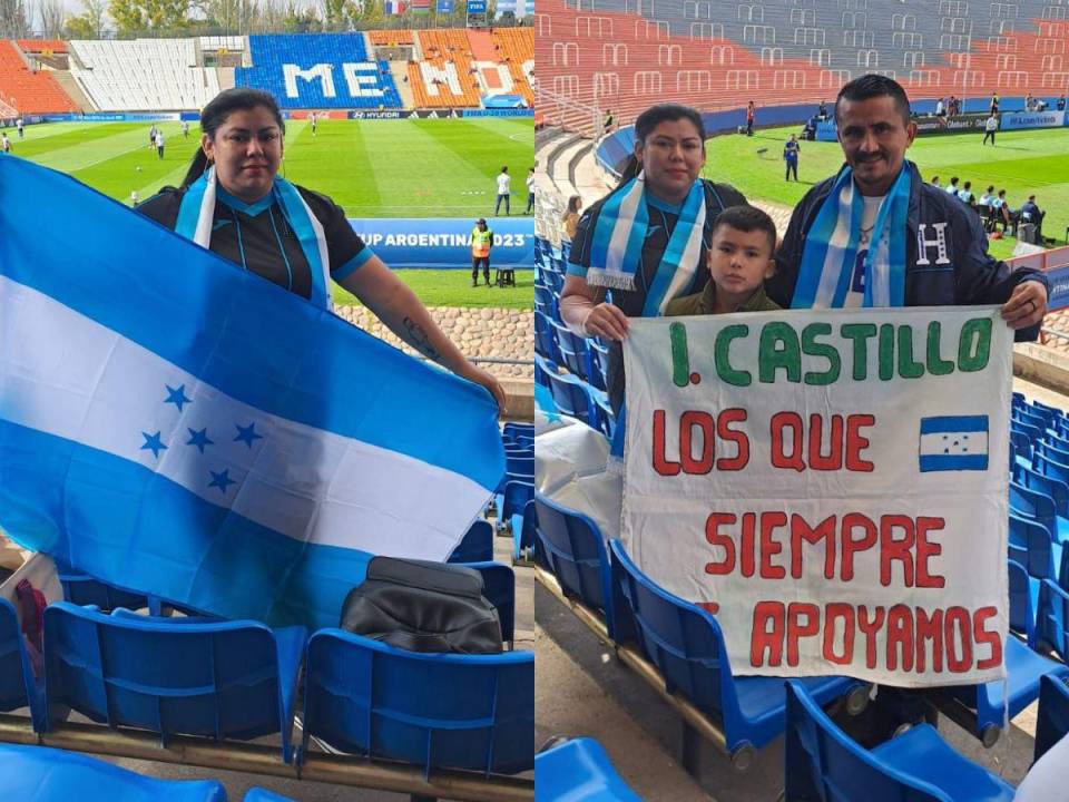 La familia de Isaac Castillo luce orgullosa en el estadio Malvinas Argentinas previo al debut de la H.