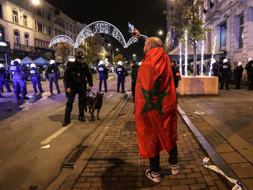 El domingo la victoria de Marruecos contra los belgas fue seguida por actos vandálicos en el centro de Bruselas.