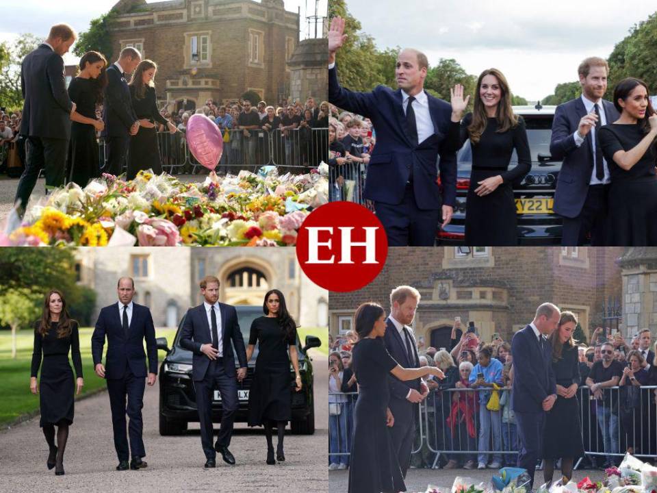 Los príncipes William y Harry aparecieron este sábado con sus esposas Kate y Meghan, respectivamente, en el castillo de Windsor, para rendir homenaje a la reina Isabell II, fallecida el jueves. Aquí te contamos cómo fue el reencuentro.