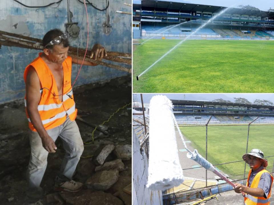La cancha del estadio Morazán de San Pedro Sula ya casi se hace la entrega para inauguración, ahora han iniciado reparaciones en las graderías y camerinos, pero ¿por qué aún no se podrá jugar fútbol?