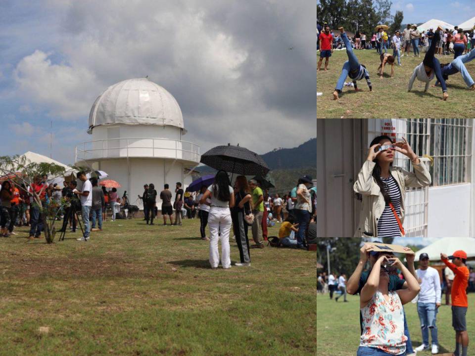 Gran afluencia de personas se registró este sábado -14 de octubre- en el Observatorio Astronómico de la Universidad Nacional Autónoma de Honduras (UNAH), quienes disfrutaron en familia del eclipse anular que se pudo apreciar previo al mediodía en el país. A continuación las imágenes captadas por el lente de EL HERALDO.