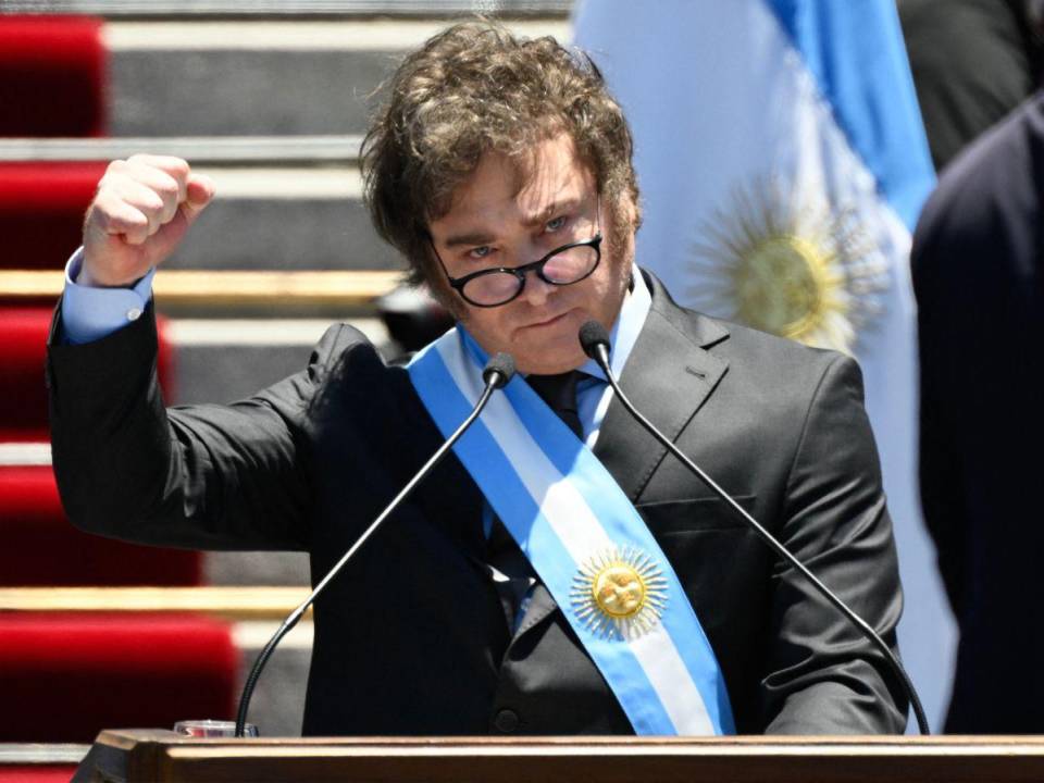 Javier Milei proclamó su primer discurso ante miles de personas que se juntaron en la plaza frente al Congreso argentino.