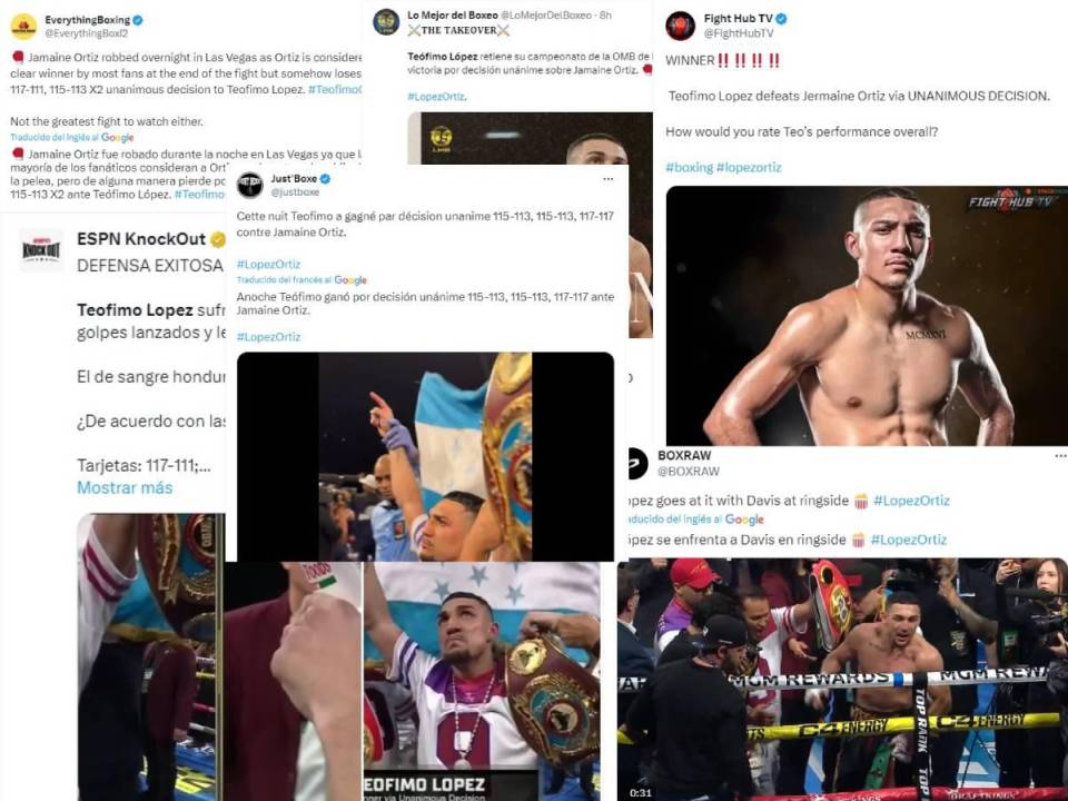 Teófimo López retuvo su título de la Organización Mundial de Boxeo al derrotar a Jamaine Ortiz por Decisión Unánime en Las Vegas, Nevada, y esto dicen los medios de comunicación