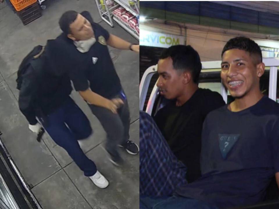 Las cámaras de seguridad del Supermercado Queyma captaron el momento en que los tres asaltantes, encapuchados y armados, intentaron cometer el asalto.