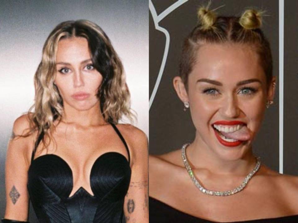 La evolución de la belleza de Miley Cyrus de 2023 en comparación del 2013.