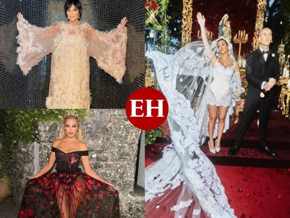 Elegancia, estilo y extravagancia, así lucieron las Kardashian en la boda de Kourtney