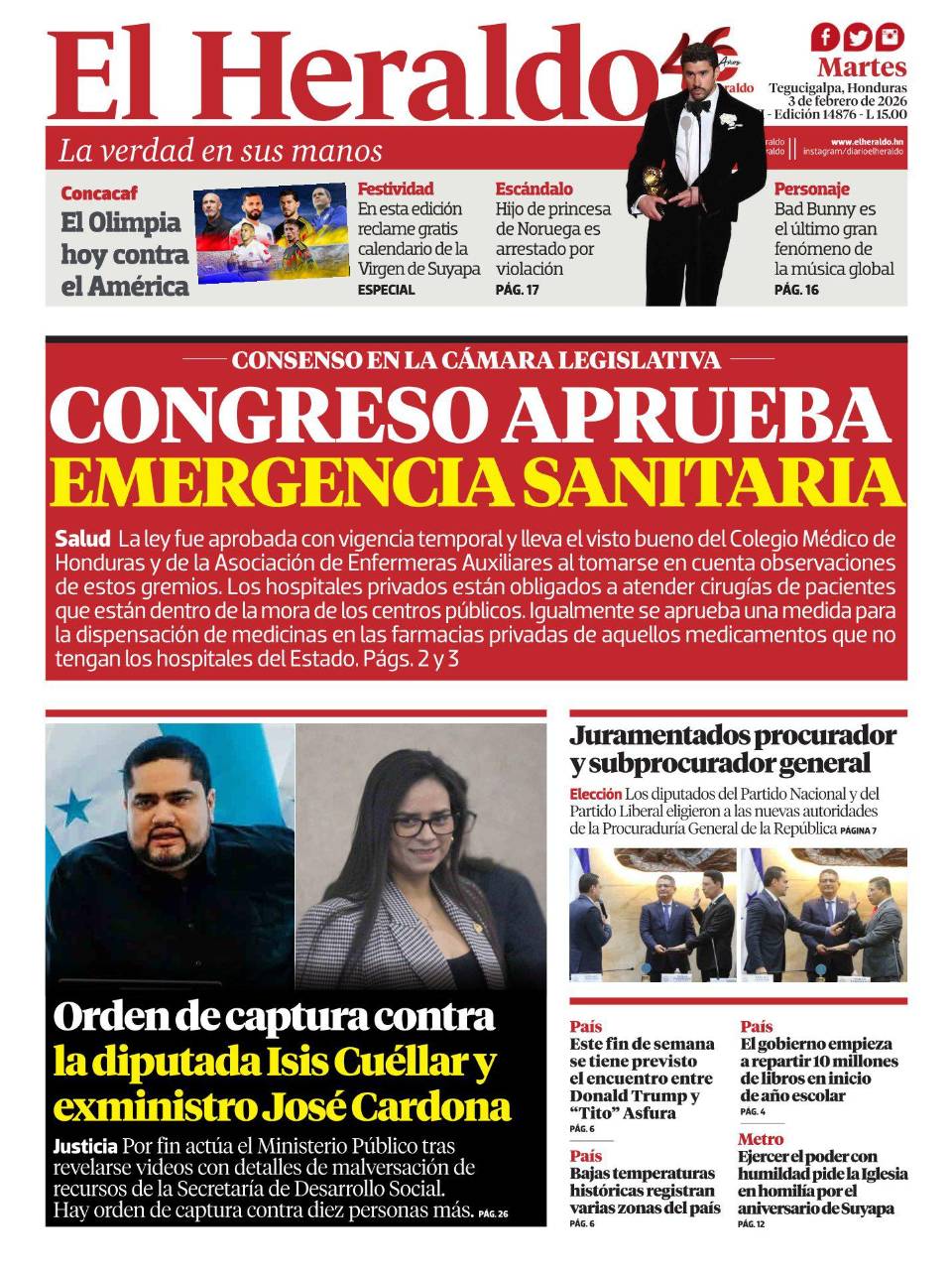 Congreso aprueba emergencia sanitaria