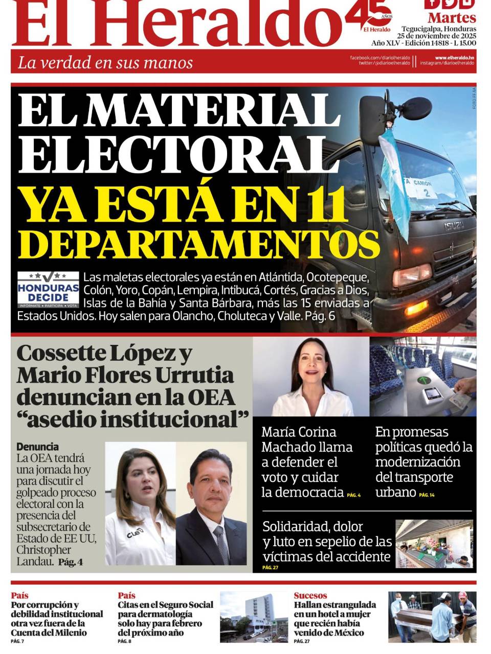 El material electoral ya está en 11 departamentos