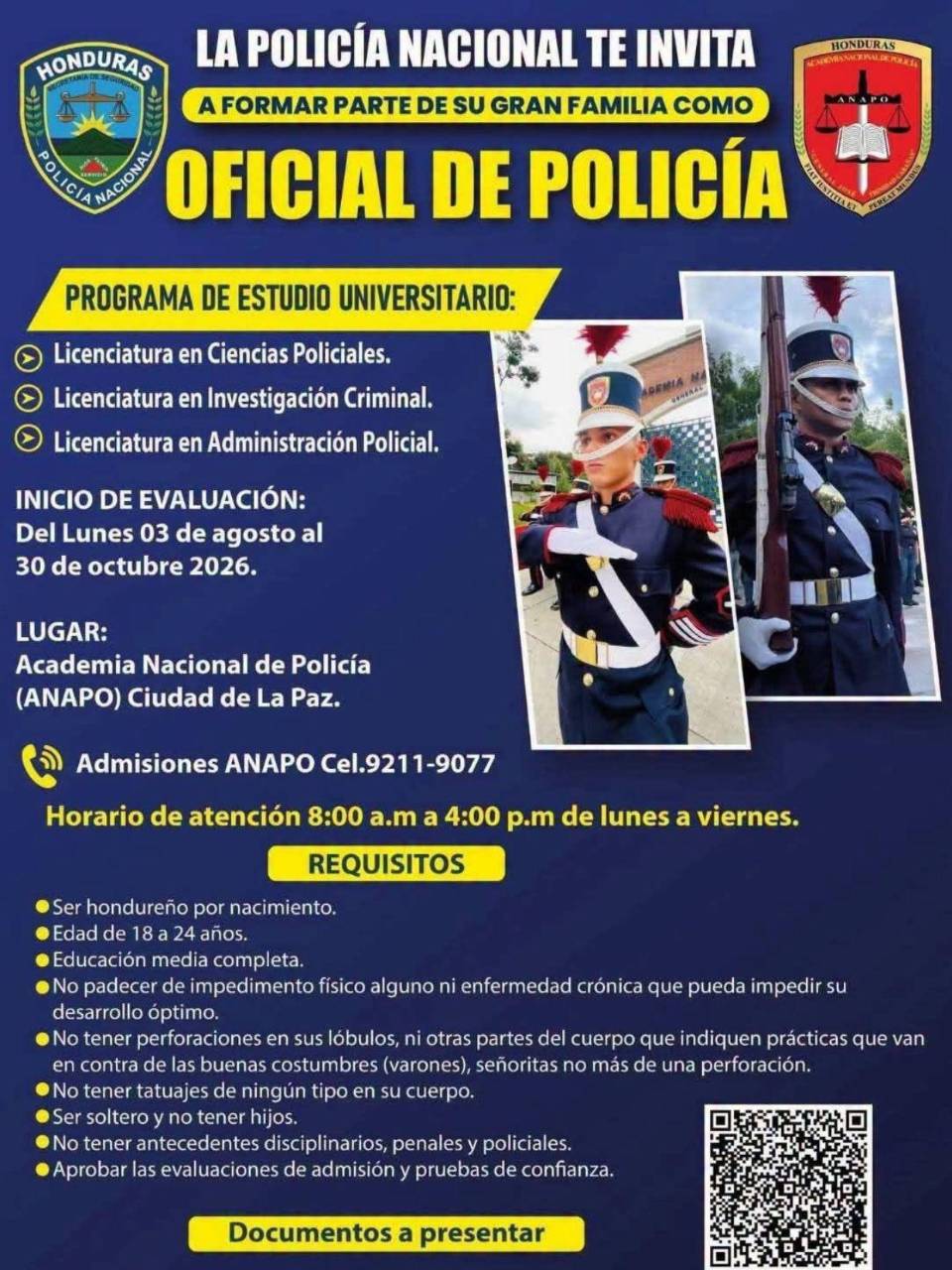El proceso de admisión de oficiales de Policía en la Anapo comenzó el 3 de agosto y culminará hasta el 30 de octubre.