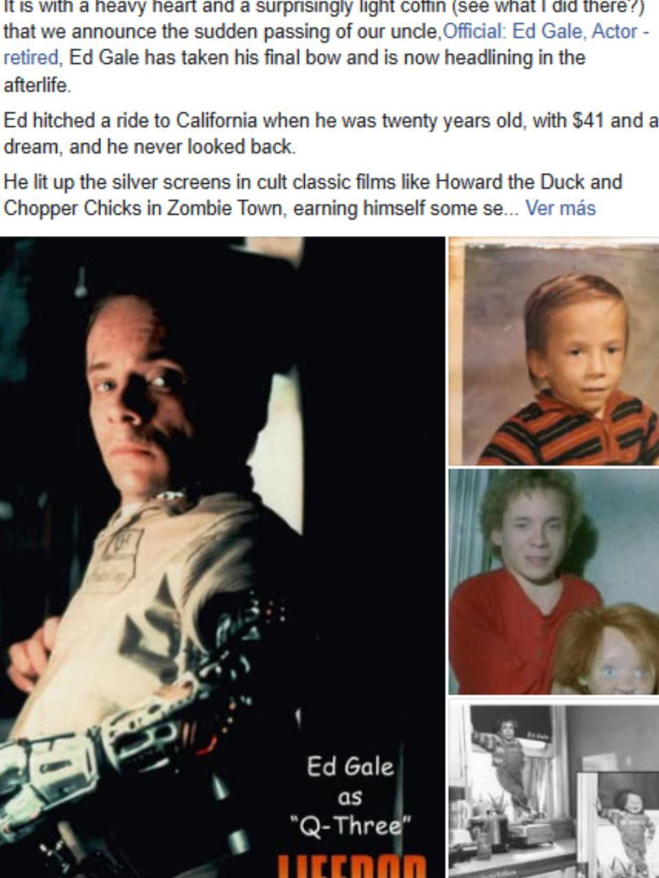 Hollywood pierde a Ed Gale, el cuerpo detrás de Chucky