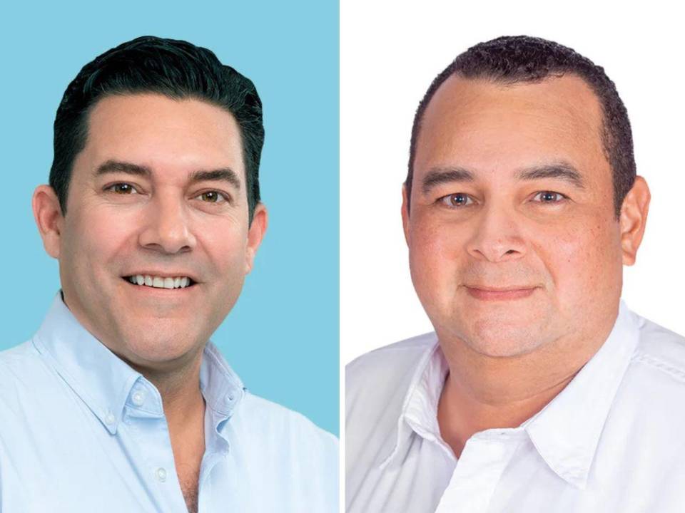 En la foto, Juan Diego Zelaya, ganador de la candidatura a la alcaldía de la capital por el Partido Nacional, y el actual alcalde Jorge Aldana (Libre), quien aspira a la reelección.