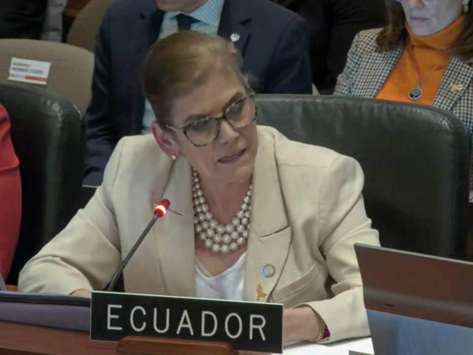 Mónica Palencia, embajadora de Ecuador ante la OEA, expone la postura de su país sobre la necesidad de garantizar un proceso electoral transparente e independiente en Honduras.
