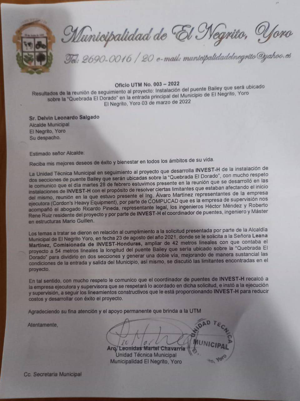 $!La Municipalidad de El Negrito, Yoro, mostró documentos de sus solicitudes al gobierno central.