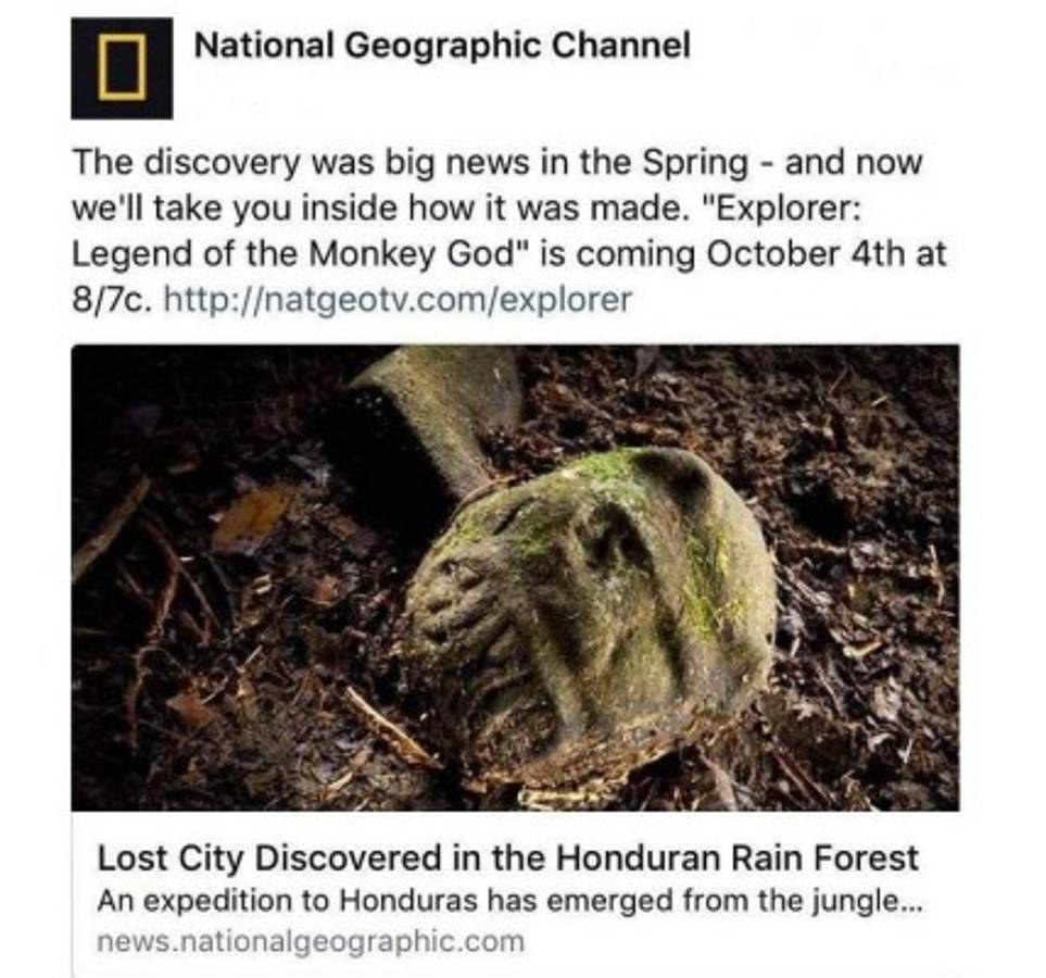 NatGeo lanzará documental sobre el descubrimiento de Ciudad Blanca