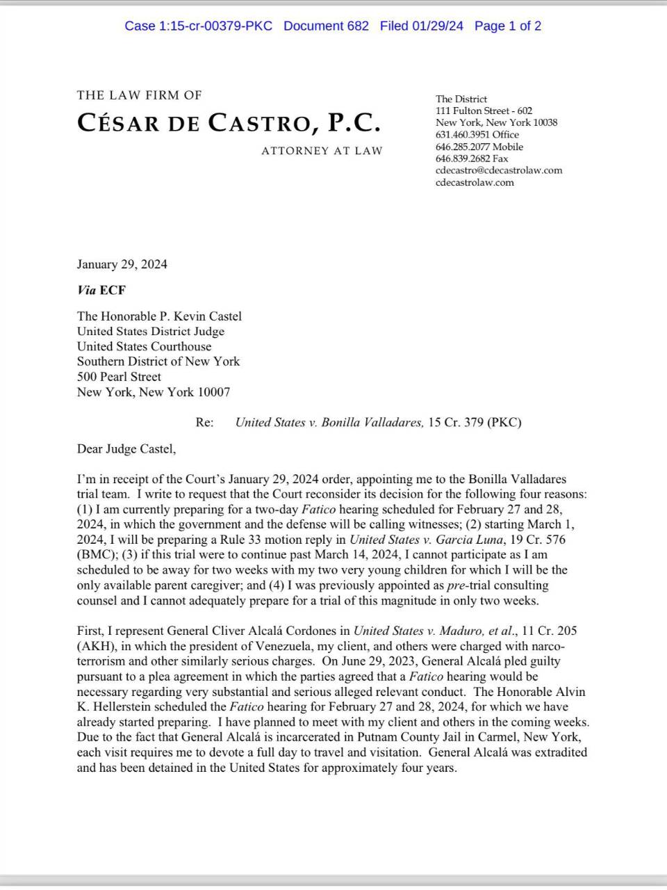 Abogado adicional de “El Tigre” Bonilla solicita “reconsiderar” su inclusión en la defensa