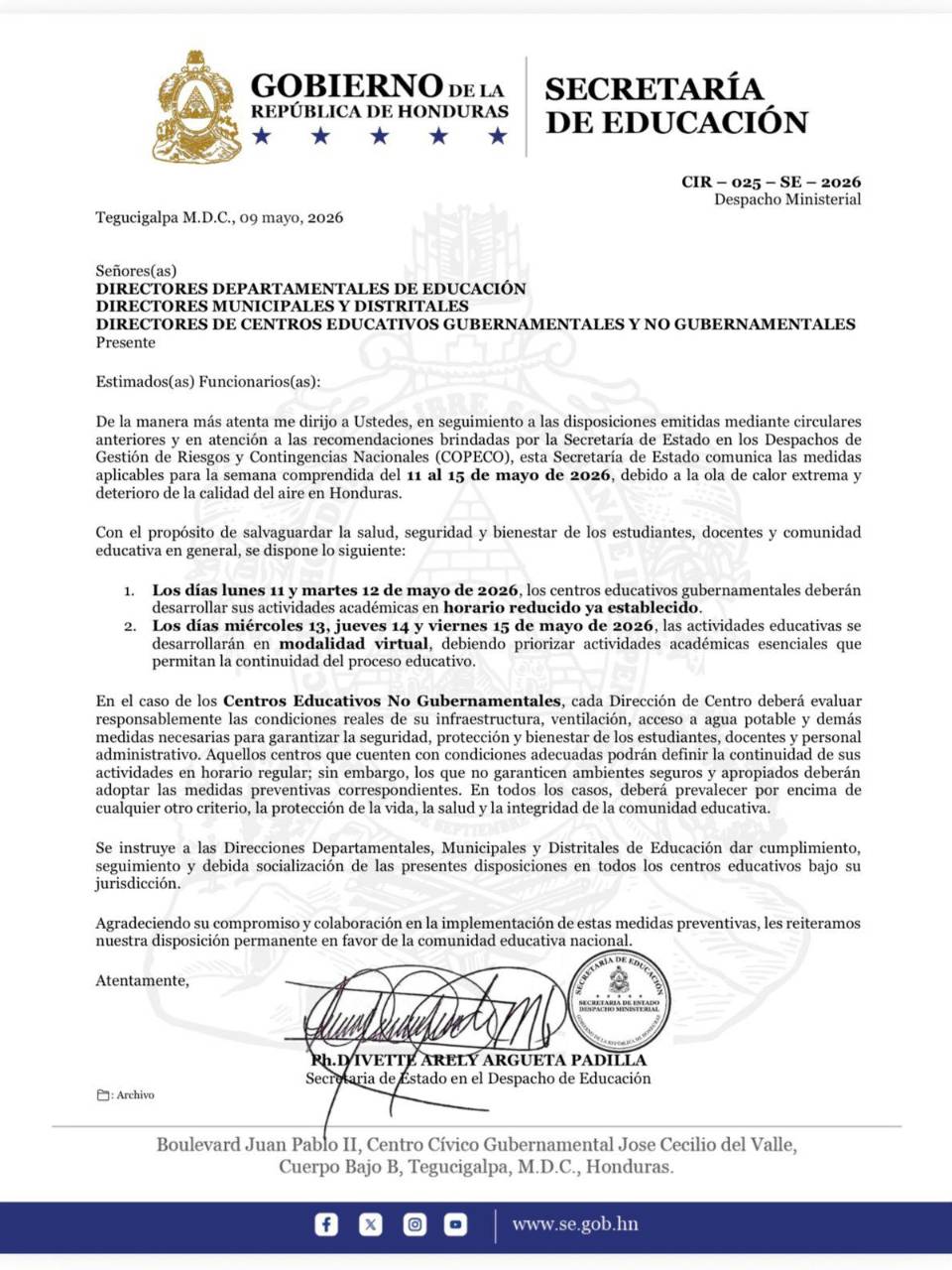 Este fin de semana las autoridades emitieron la circular en la que informan sobre las disposiciones para esta semana.