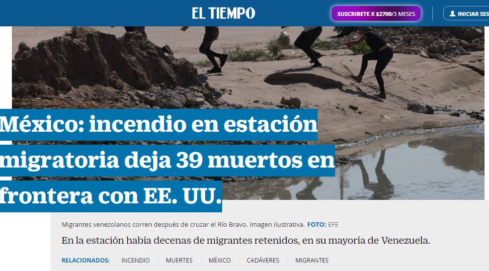 “Tragedia”: así informa el mundo la muerte de migrantes en un incendio en México
