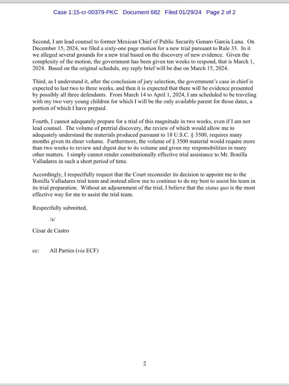 Abogado adicional de “El Tigre” Bonilla solicita “reconsiderar” su inclusión en la defensa