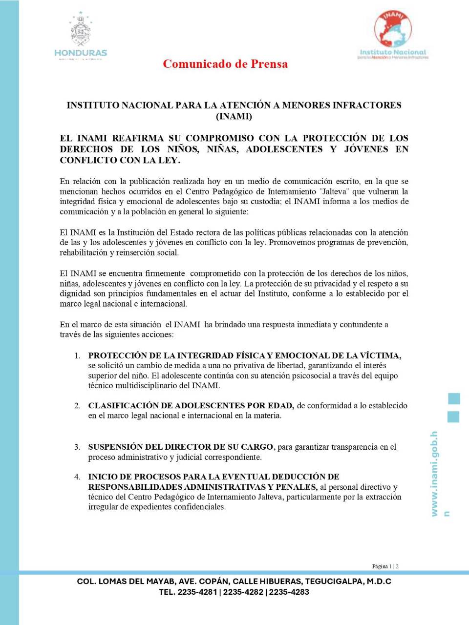 INAMI confirma que separó a director de Jalteva Viejo por caso de abuso a menor