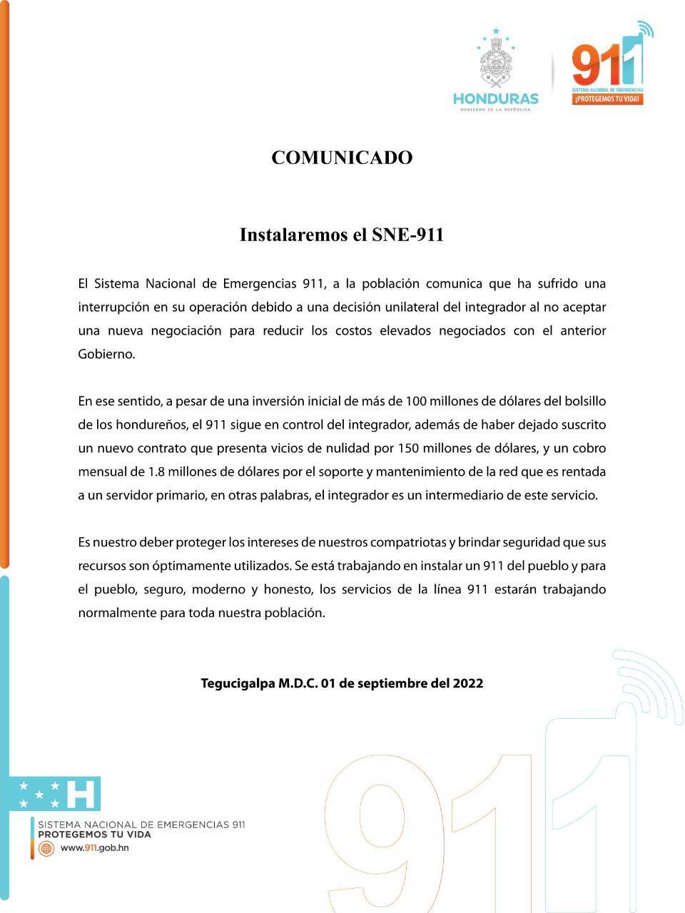 ¿Por qué el Sistema Nacional de Emergencias 911 paralizó sus operaciones?