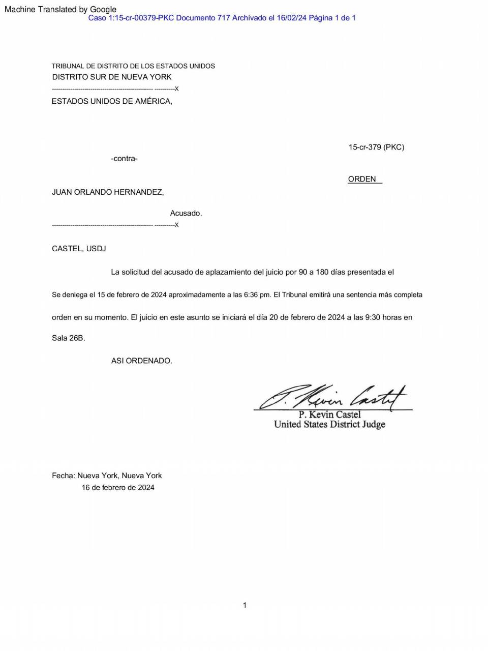 En directo: Juicio de Juan Orlando Hernández