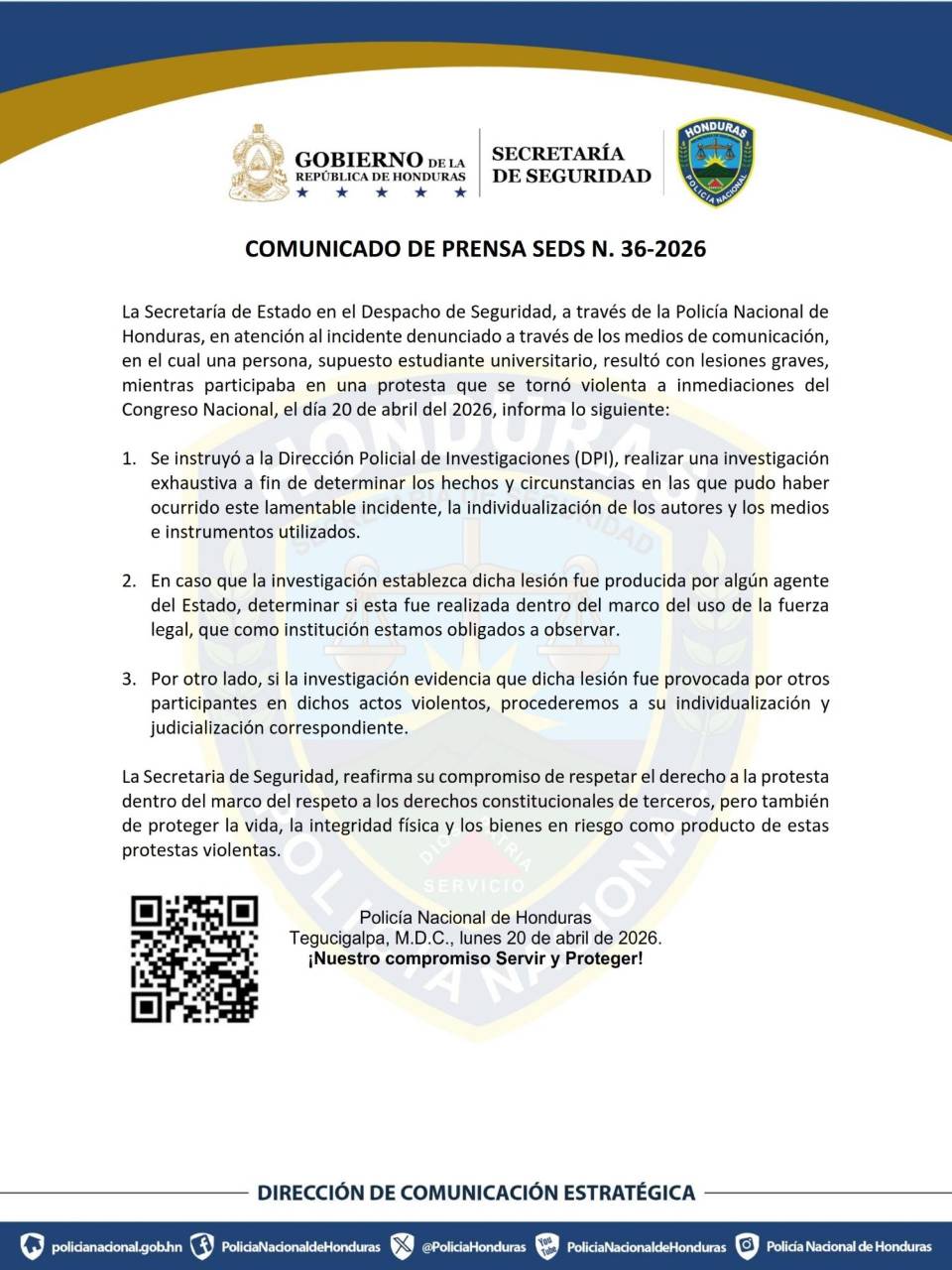 Equipo de la DPI investiga caso de estudiante de la UNAH que perdió un ojo en protesta