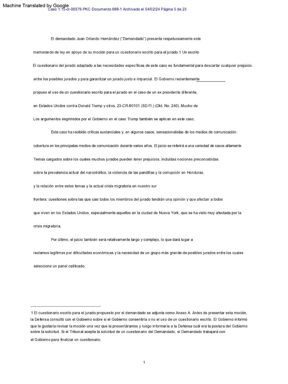 $!JOH presenta moción para interrogar al jurado previo al juicio