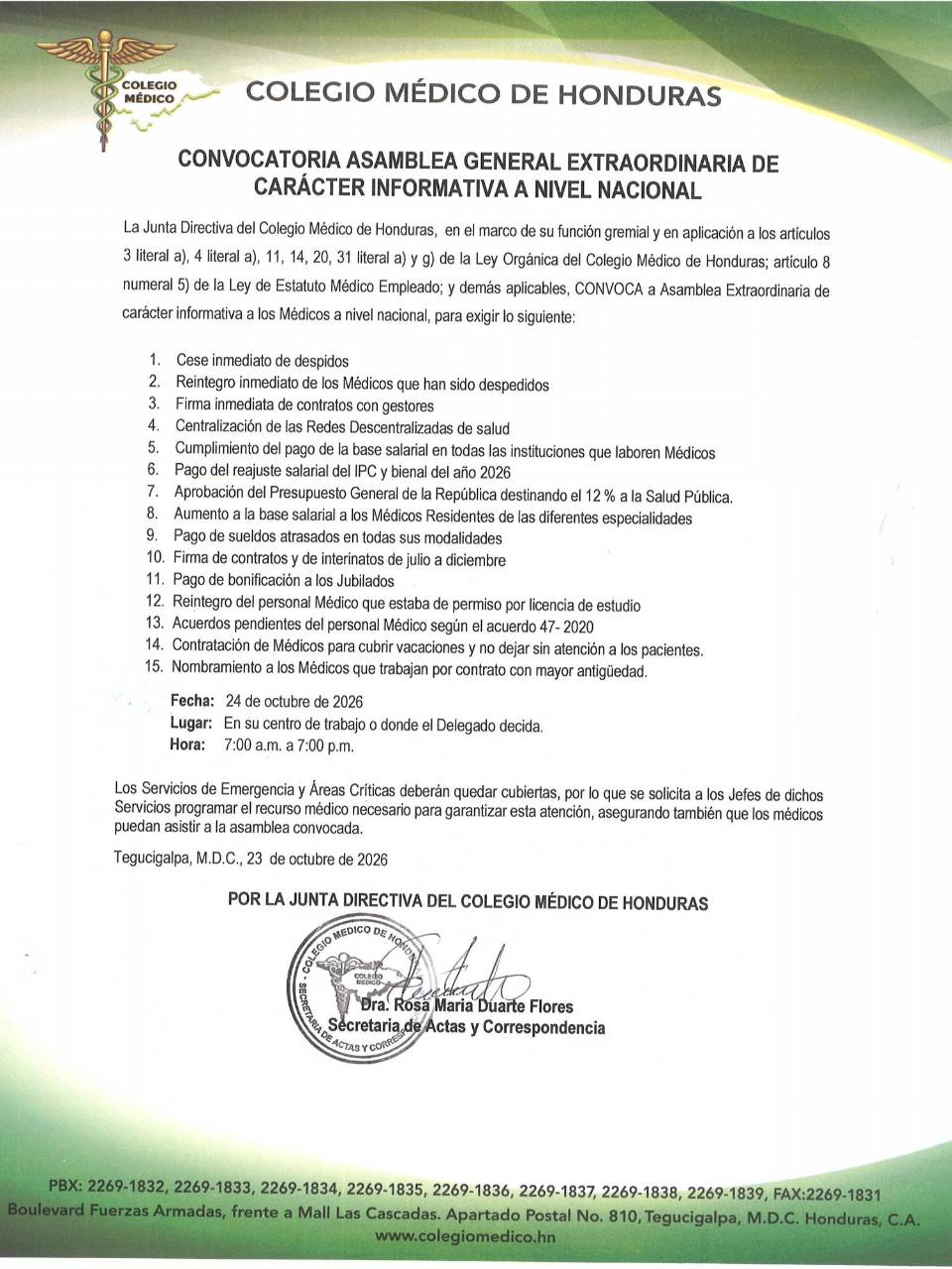 El CMH convocó a sus afiliados a una nueva jornada de asambleas informativas que provocan la suspensión de los servicios en los hospitales.