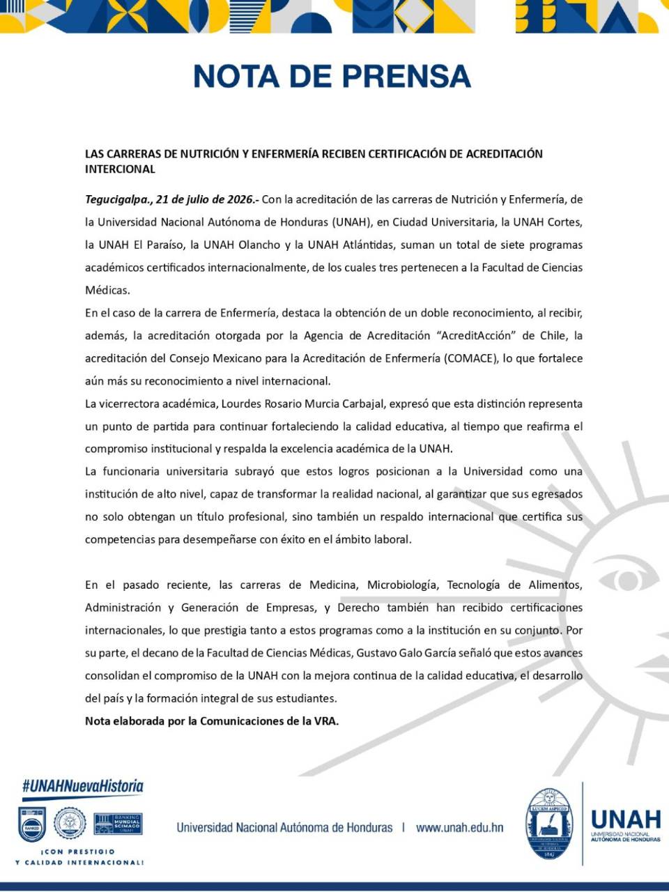 Las autoridades de la máxima casa de estudios anunciaron que ambas carreras recibieron su acreditación internacional.