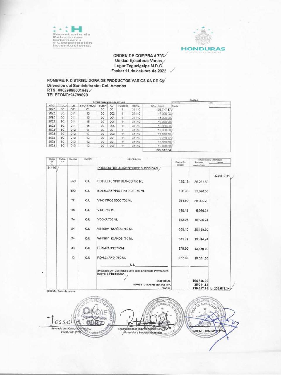 $!Casi 230,000 lempiras se gastaron en la adquisión de las bebidas.